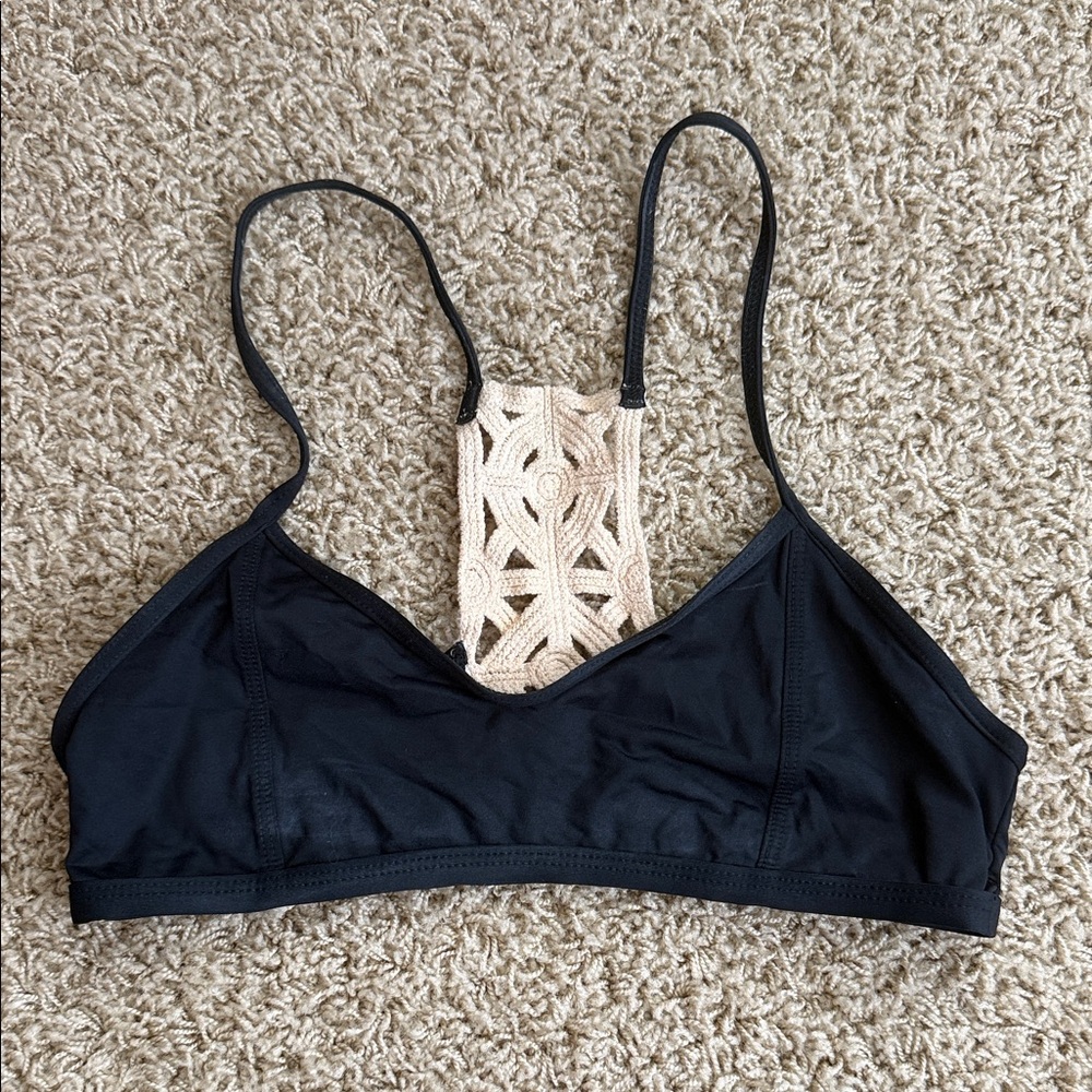 LSpace Black Bralette Swim Top with Crochet Detail
